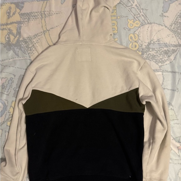 Hollister Colorblock Hoodie - Cream, Olive, and Black - Picture 3 of 4